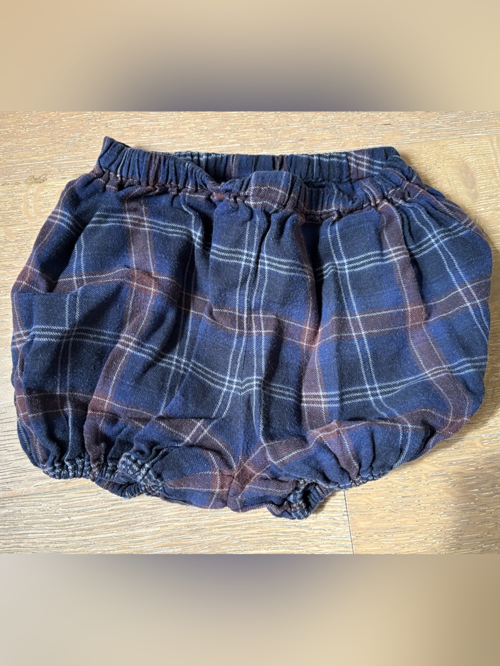 Bonton Plaid Navy Blue Kids Bloomers 12m